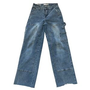 90s Straight Carpenter Jeans Womens Juniors 3 Blue Utility Grunge Y2K Streetwear